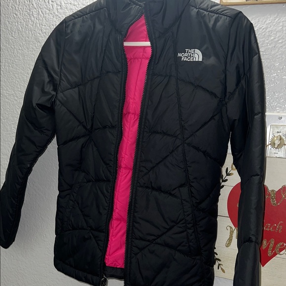 The North Face Girls Black Puffer Jacket with Pink Interior Size L 14/16 - Picture 1 of 9